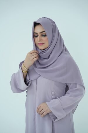 Classic Grace Abaya in Dusty Lilac - Premium Korean Nida with Free Matching Hijab